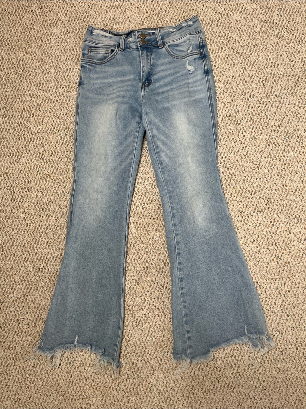 Flying Monkey Mid Rise Flare Light Wash Distressed Jeans Women’s Sz 28